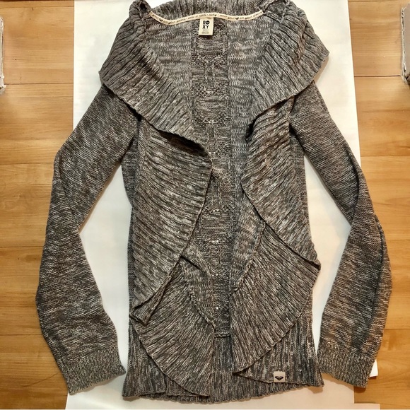 ROXY Grey Open Front Cotton Cardigan - Size Small - Picture 3 of 10
